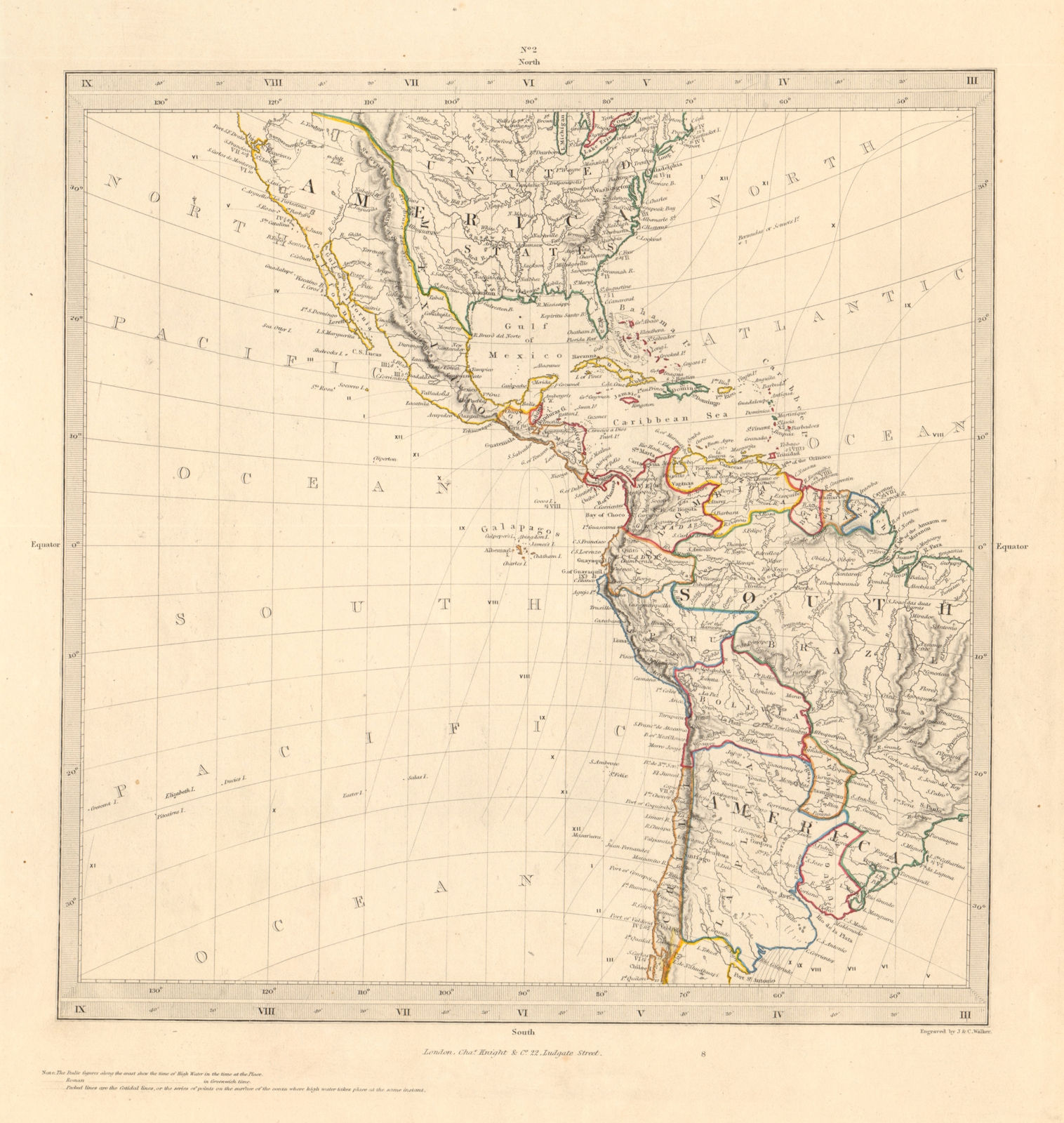 AMERICAS. Gnomonic Projection. Texas Republic borders. USA Mexico. SDUK 1846 map