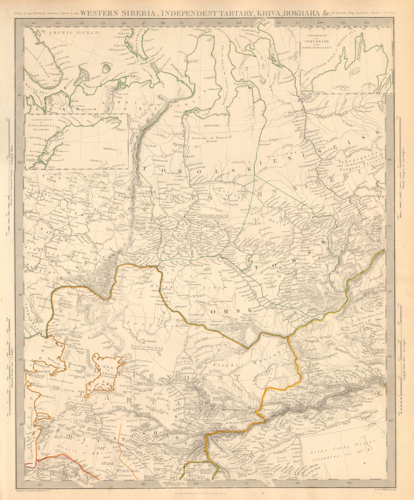 Associate Product CENTRAL ASIA. Western Siberia, Khiva Bokhara. Independent Tartary. SDUK 1846 map
