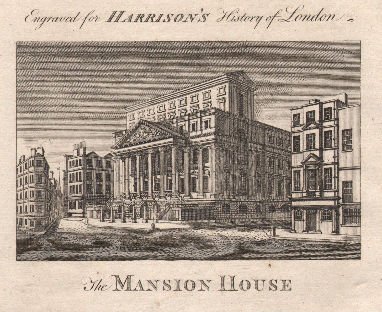 "The Mansion House", City of London. HARRISON 1776 old antique print picture