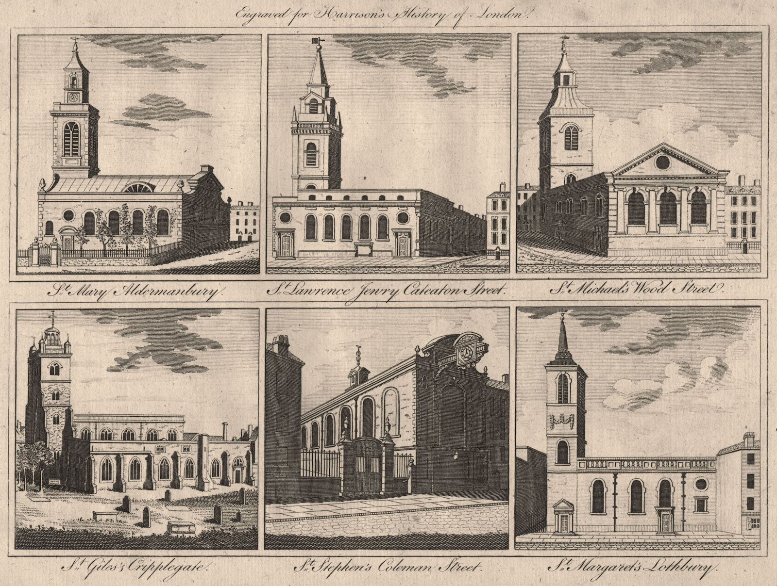 Associate Product WREN CHURCHES St Mary Lawrence Jewry Michael Stephen Margaret Lothbury 1776