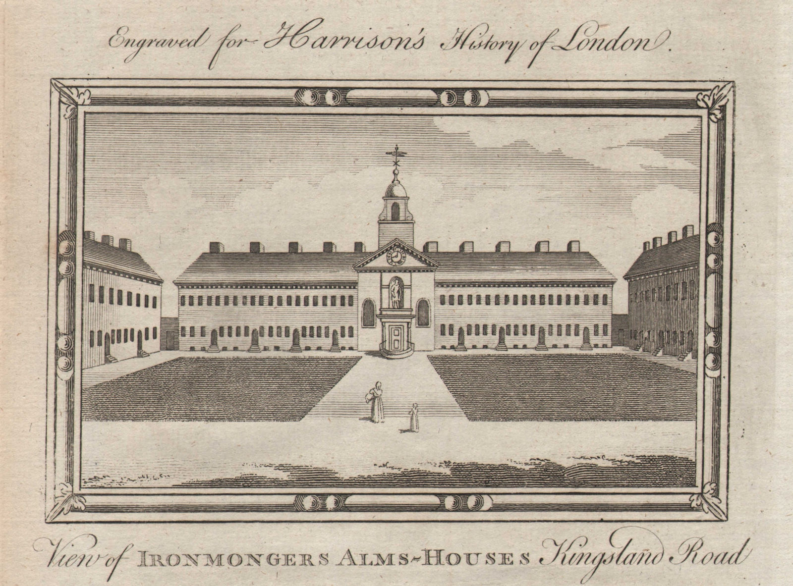 "Ironmongers Almshouses, Kingsland Road", now the Geffrye Museum. HARRISON 1776