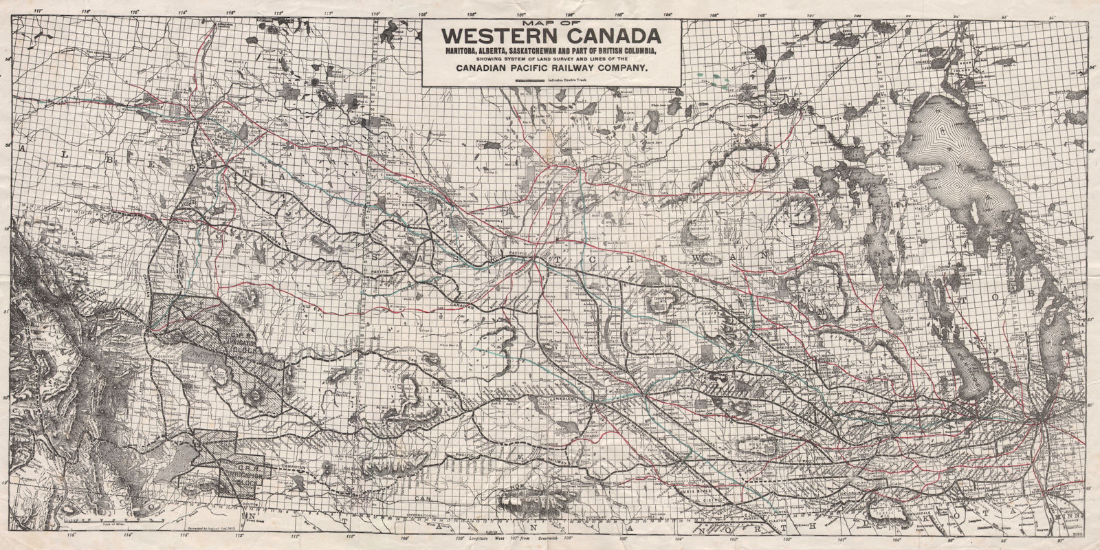 Associate Product WESTERN CANADA showing Canadian Pacific Railway lines 1913 old antique map
