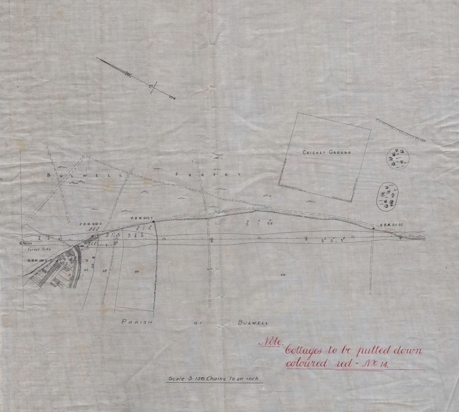 Associate Product BULWELL, Notts. Manuscript map. Proposed Midland Rail line. Cricket ground c1845
