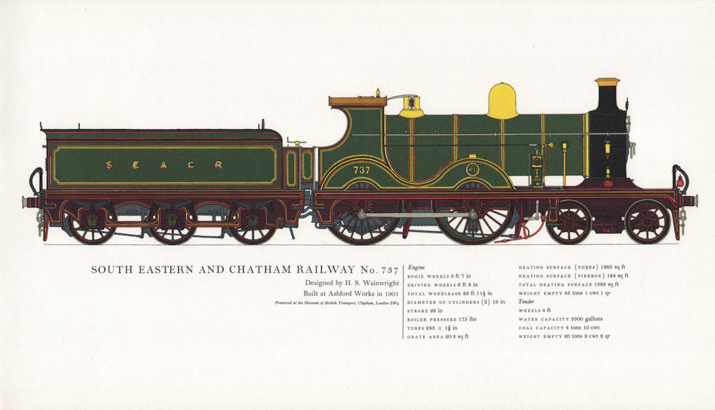 Associate Product South Eastern & Chatham Railway locomotive #737 Wainwright 1901 Ashford 1967