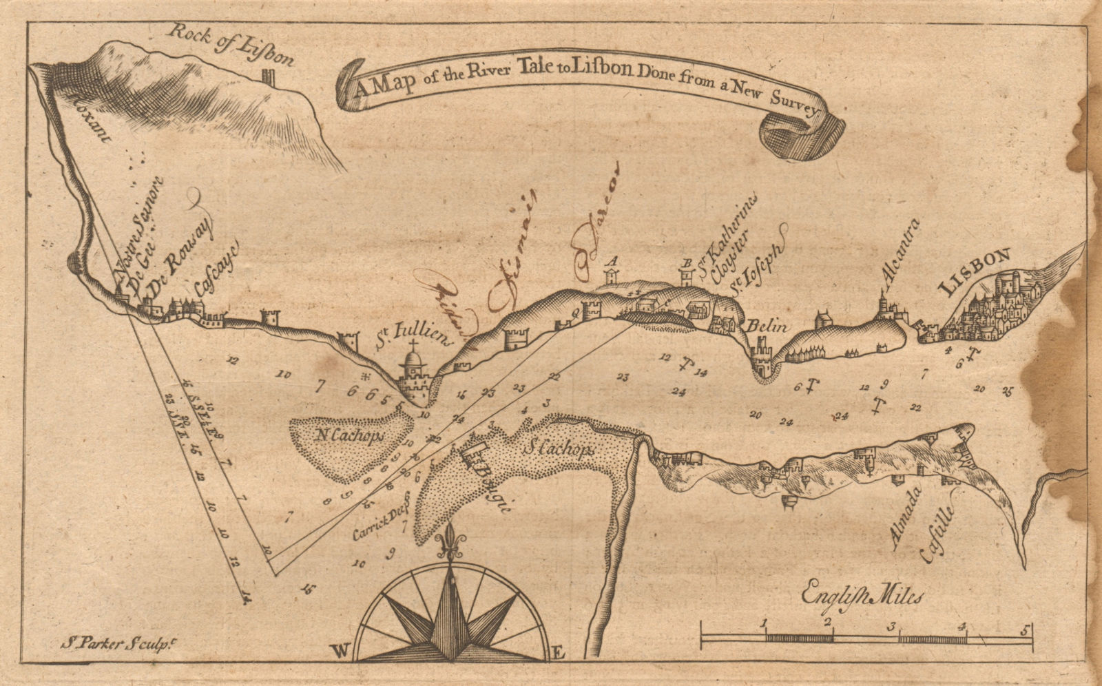 "A map of the River Tale to Lisbon…". Tagus Estuary. MOUNT & PAGE sea chart 1749