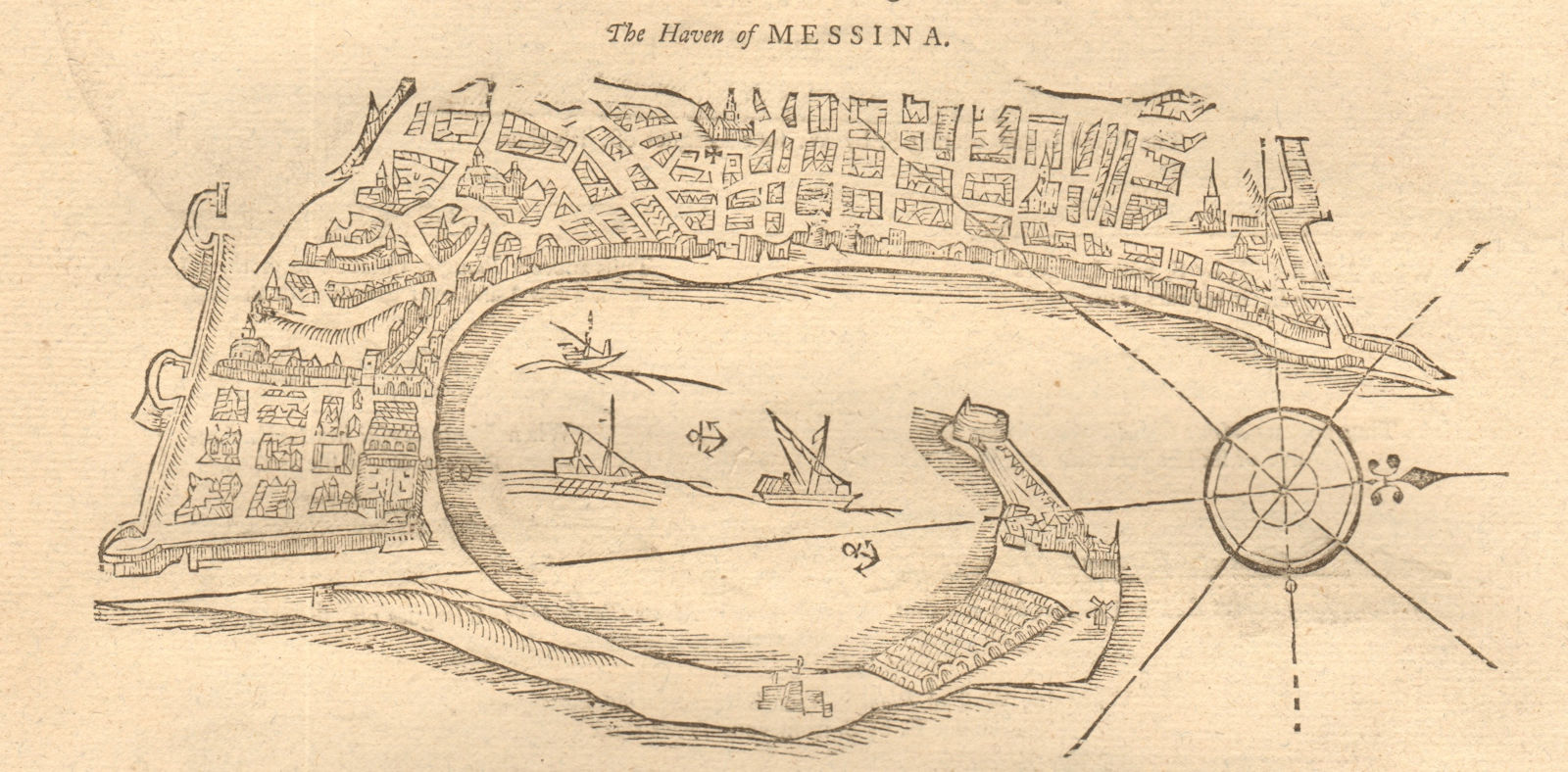"The haven of Messina". Sicily, Italy. MOUNT & PAGE sea chart town plan 1747 map
