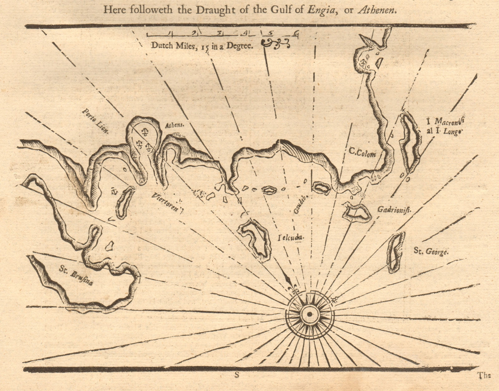 "The Gulf of Engia or Athenen". Saronic Gulf of Aegina MOUNT/PAGE chart 1747 map