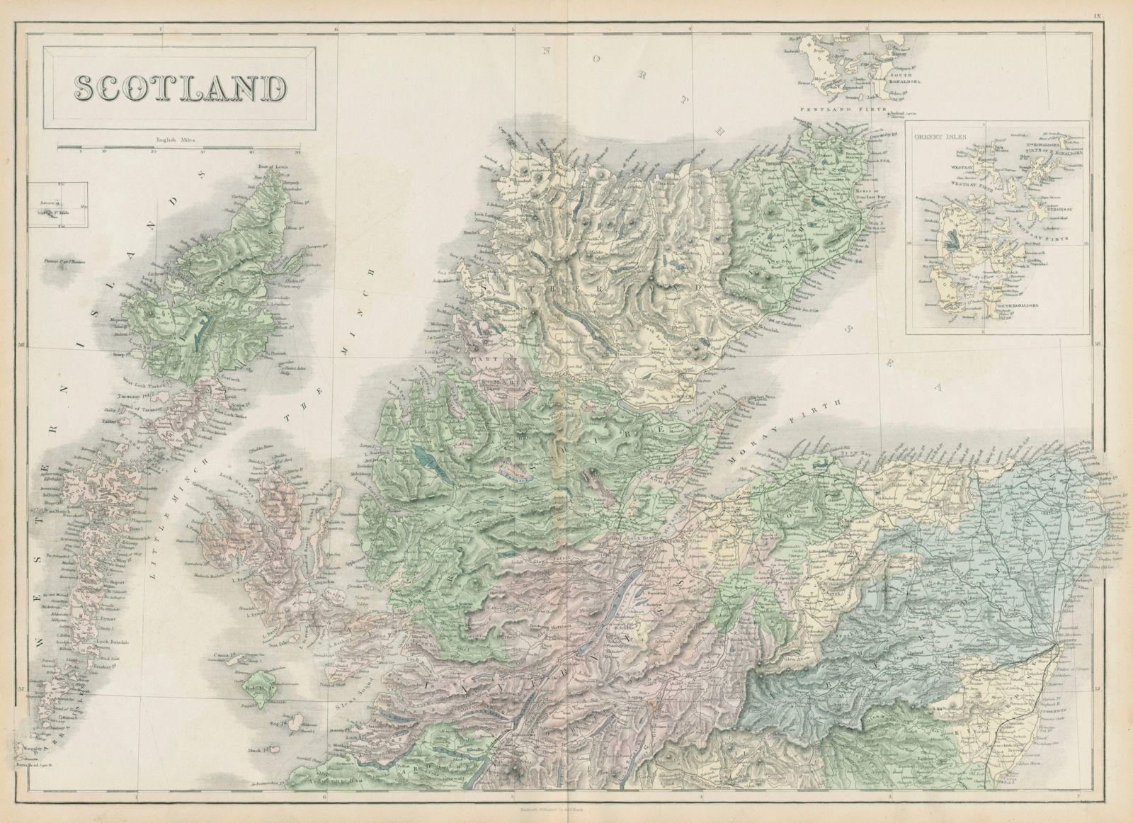Scotland. North sheet. Highlands and Islands. SIDNEY HALL 1856 old antique map