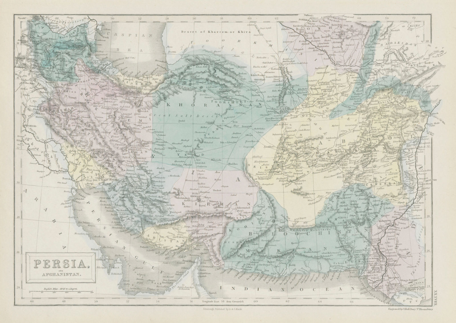 Persia & Afghanistan. Iran SW Asia Pirate Coast 'Debai' (Dubai) HALL 1856 map