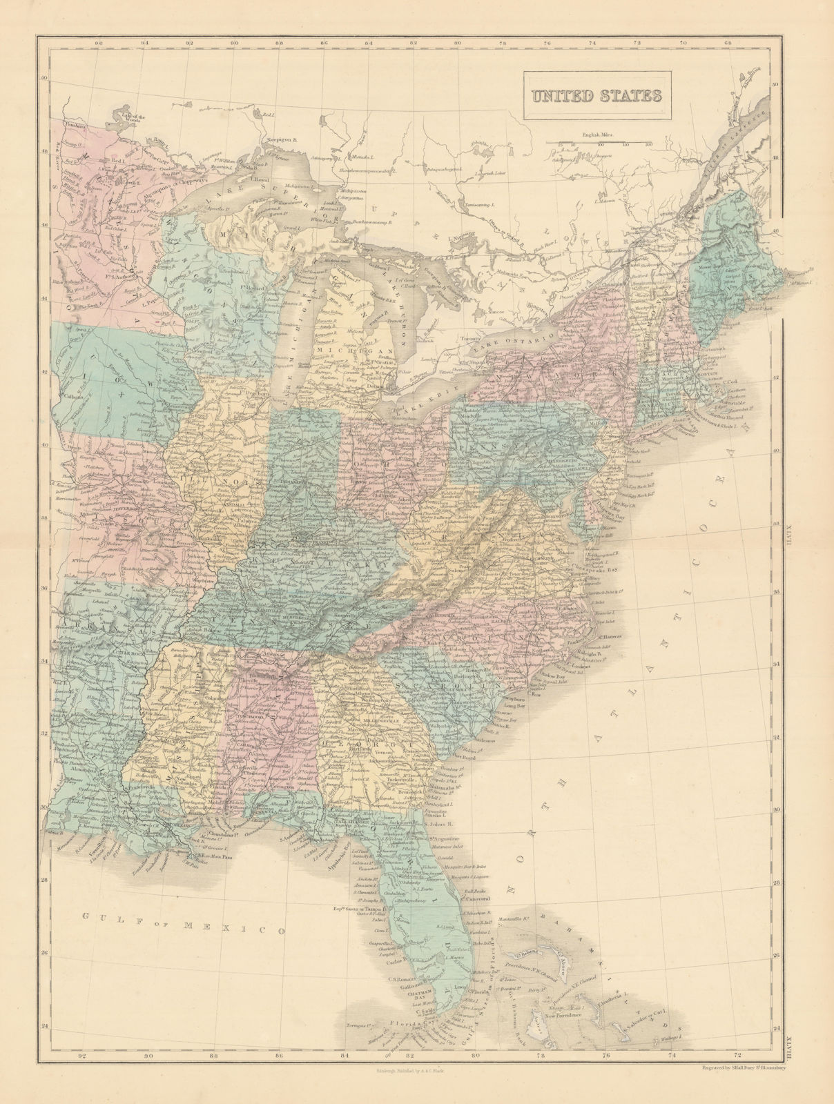 United States. Eastern USA. 31 states. Minnesota Territory. SIDNEY HALL 1856 map