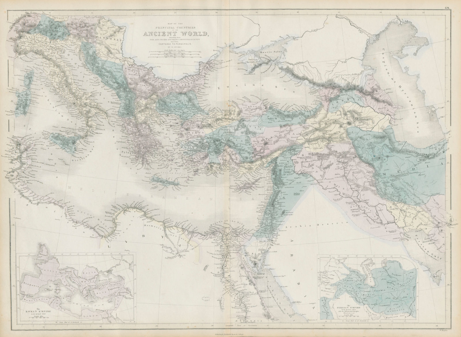 Countries of the Ancient World… from the Alps… to Persepolis. HUGHES 1856 map