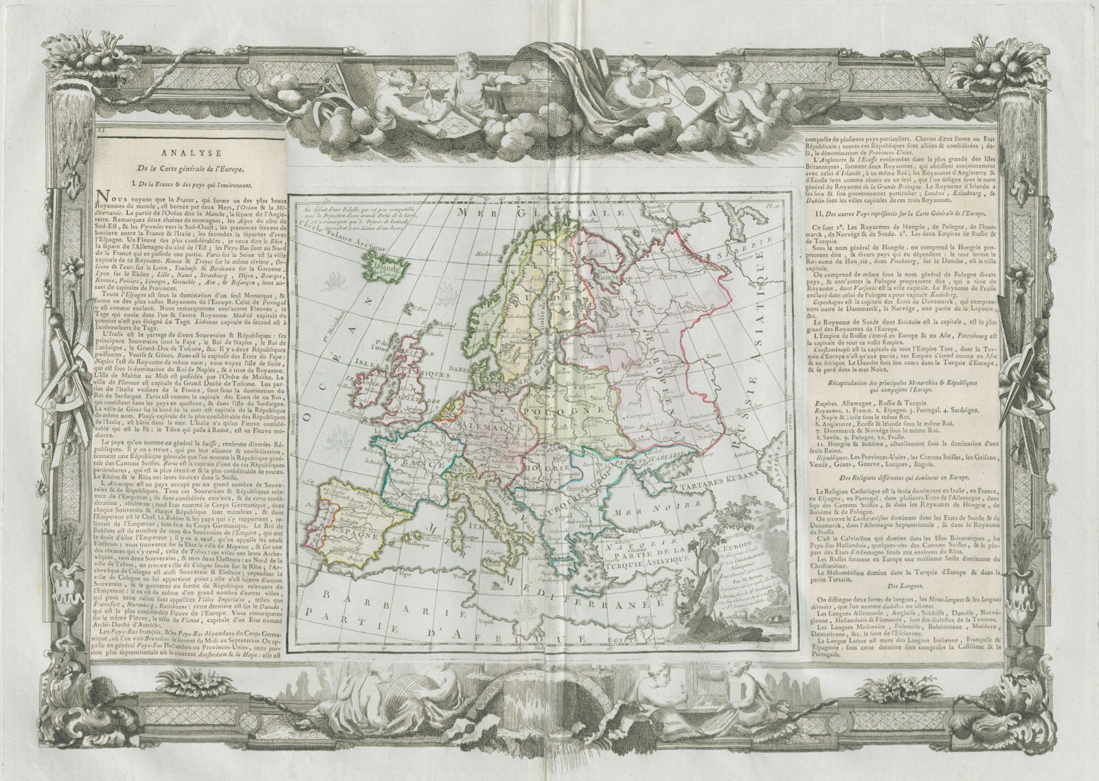 "L'Europe". DESNOS/DE LA TOUR 1771 old antique vintage map plan chart