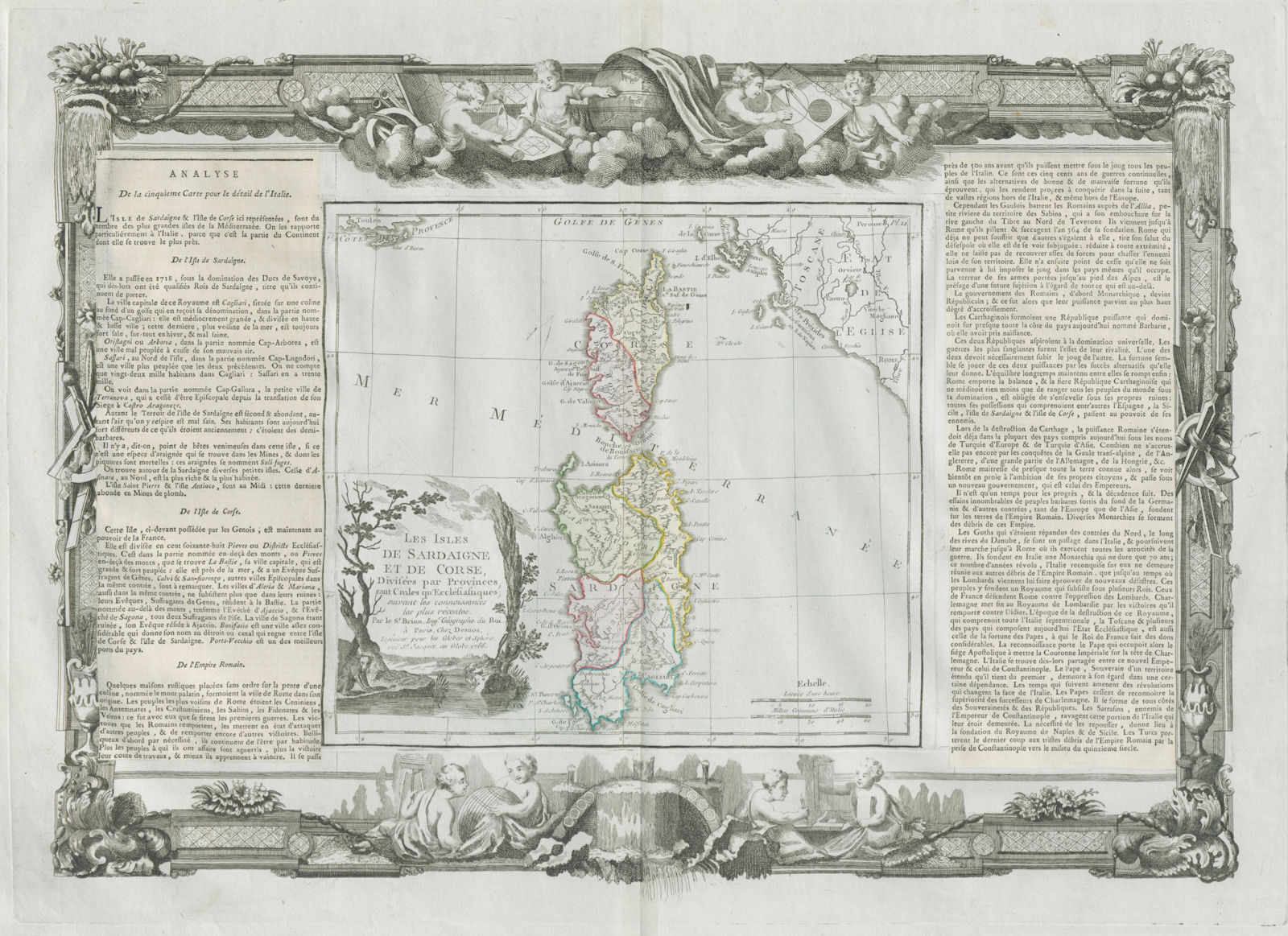 "Les Isles de Sardaigne et de Corse" Sardinia Corsica DESNOS/DE LA TOUR 1771 map