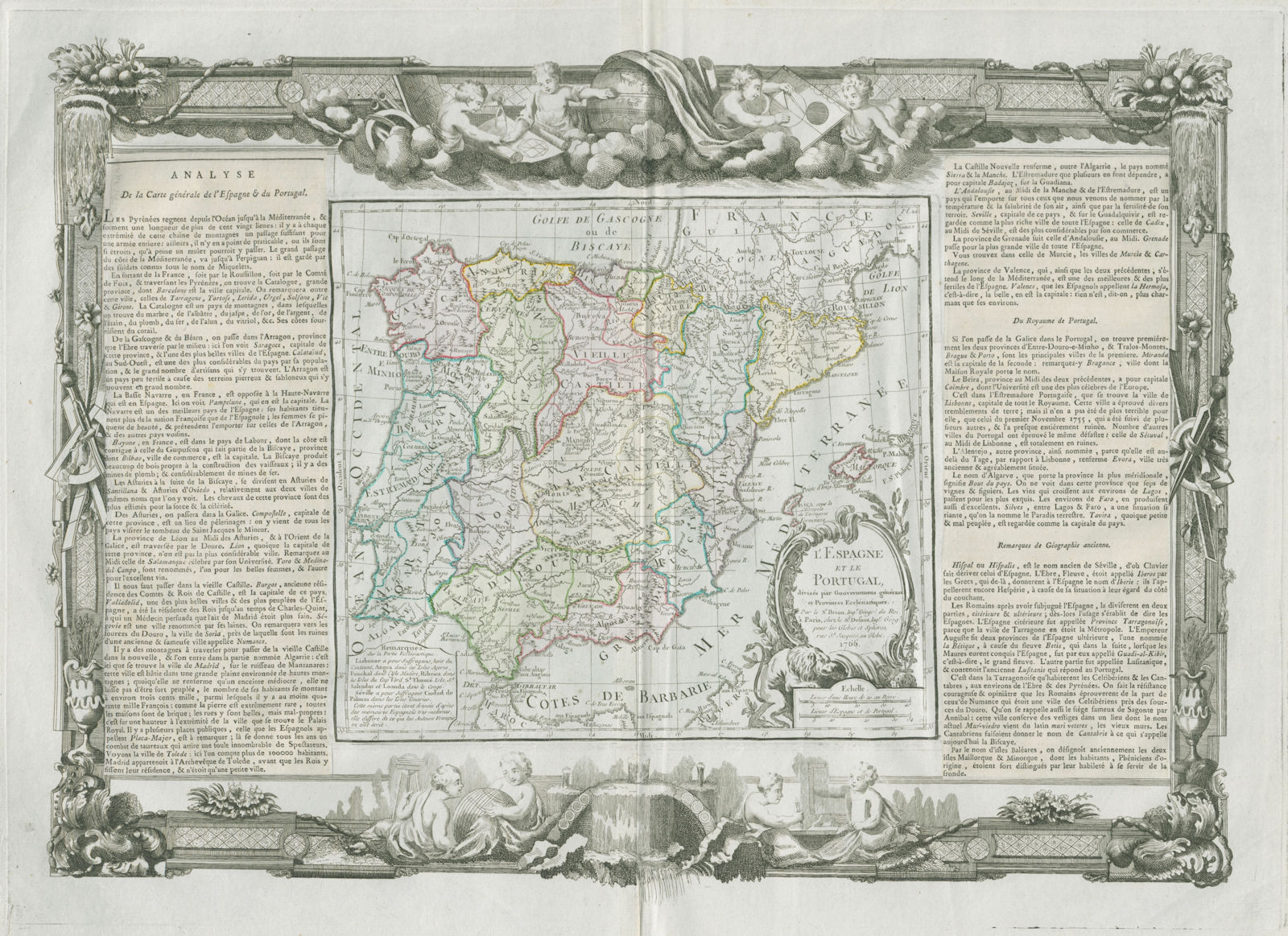 Associate Product "L'Espagne et le Portugal". Spain / Iberia. DESNOS/DE LA TOUR 1771 old map