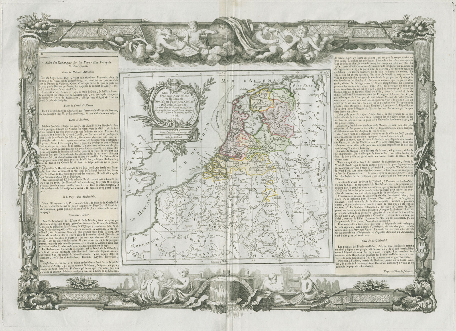 "Les Pays Bas… Hollandois". Netherlands & Belgium. DESNOS/DE LA TOUR 1771 map
