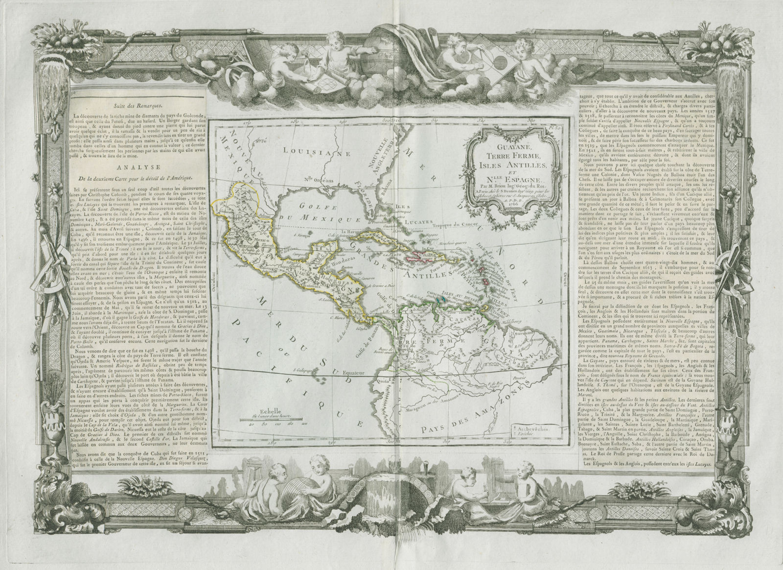 Guayane, Terre Ferme, Isles Antilles et Nlle Espagne. DESNOS/DE LA TOUR 1771 map