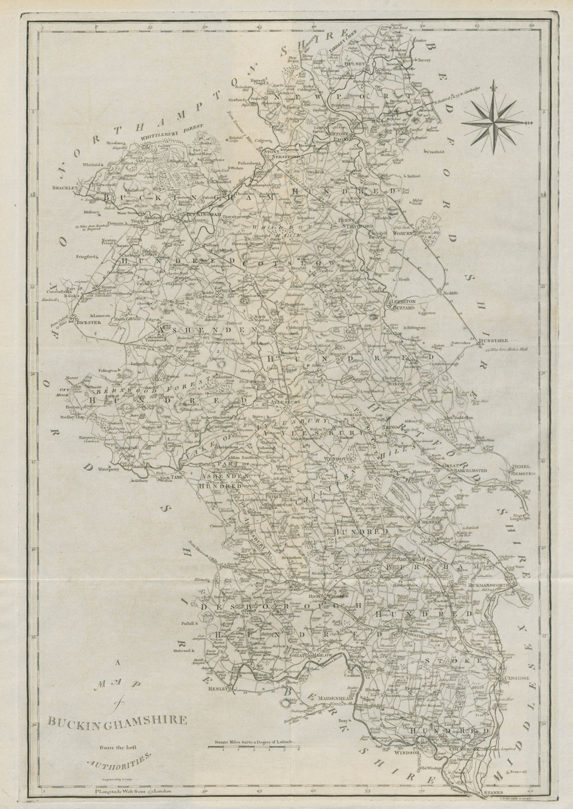 Associate Product "A map of Buckinghamshire from the best authorities". County map. CARY 1789