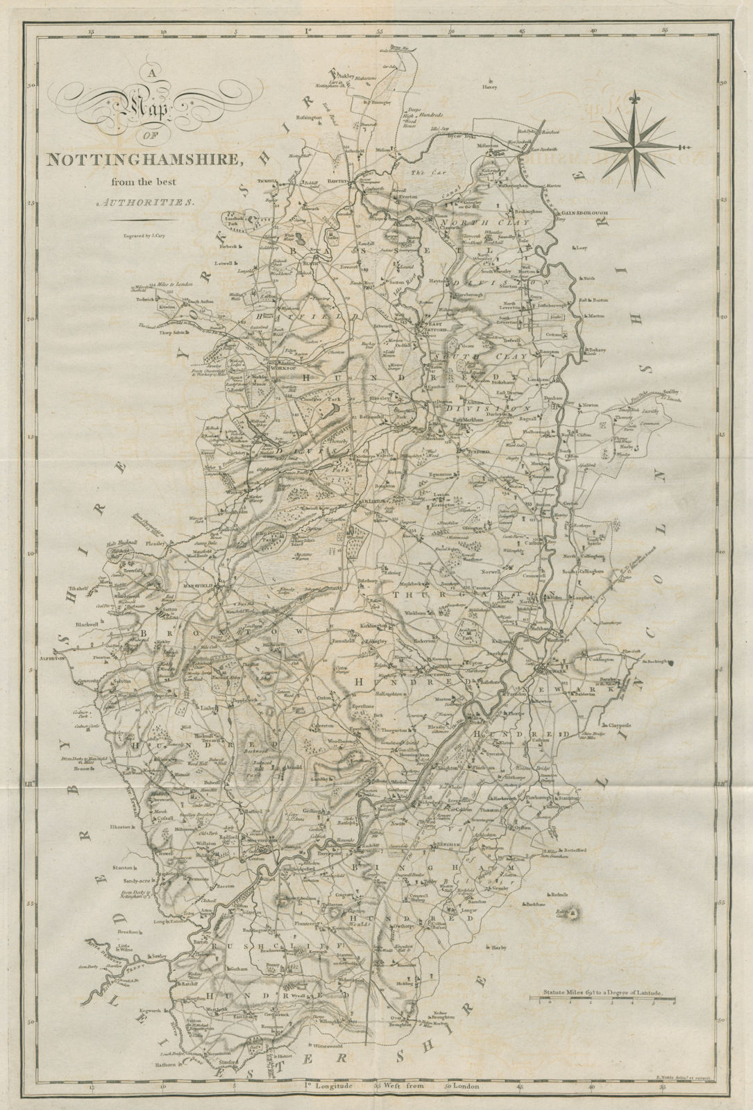 "A map of Nottinghamshire from the best authorities". County map. CARY 1789