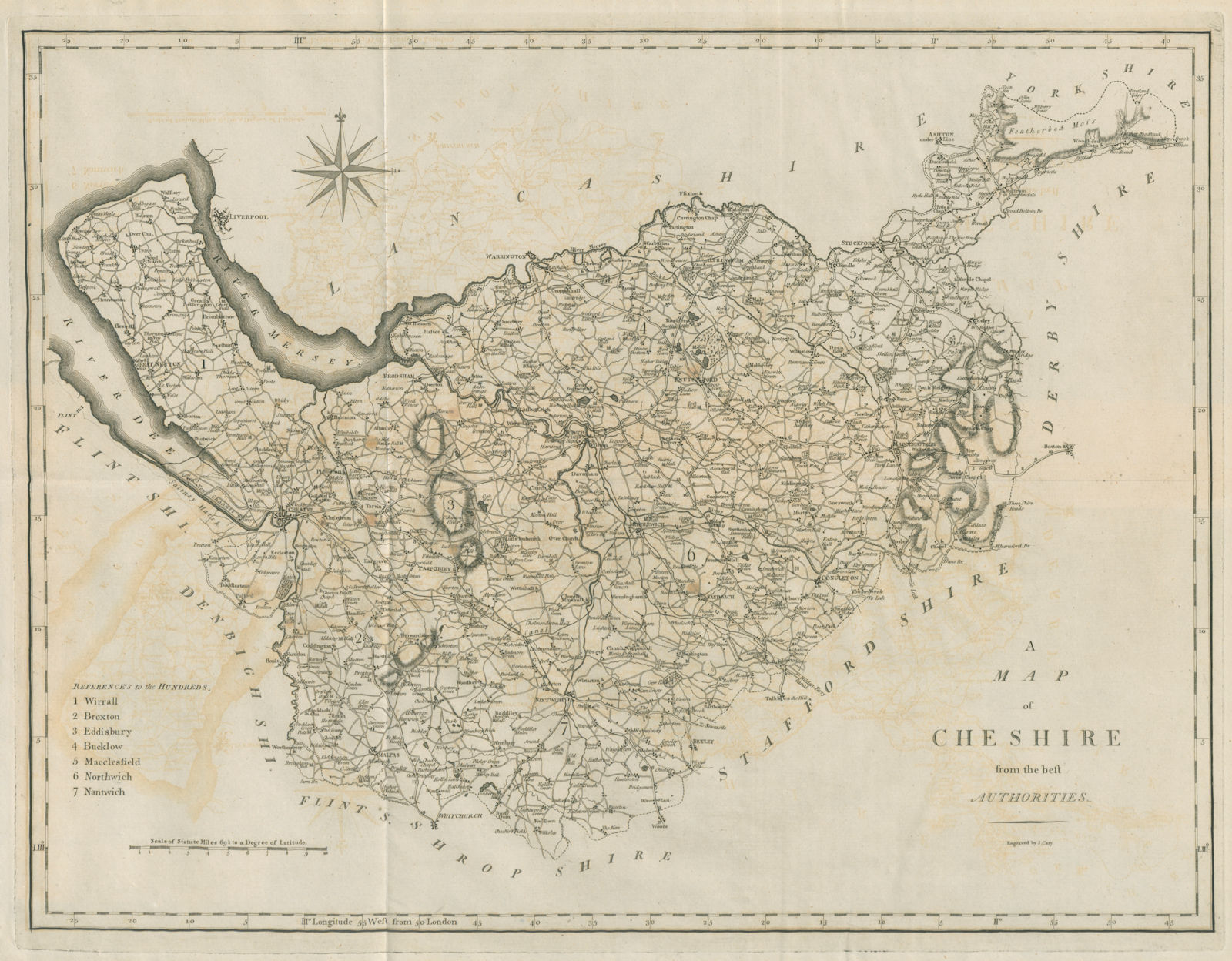 Associate Product "A map of Cheshire from the best authorities". County map. CARY 1789 old