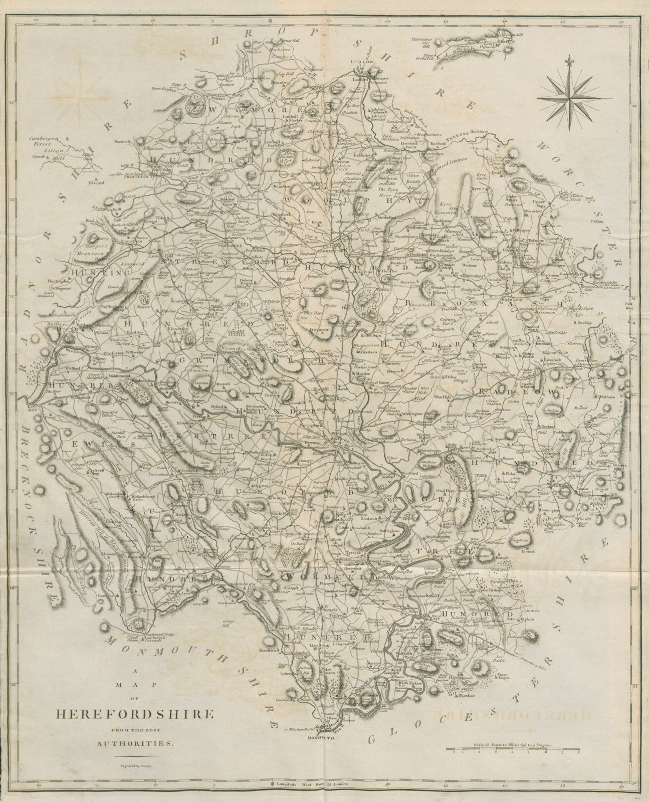 "A map of Herefordshire from the best authorities". County map. CARY 1789