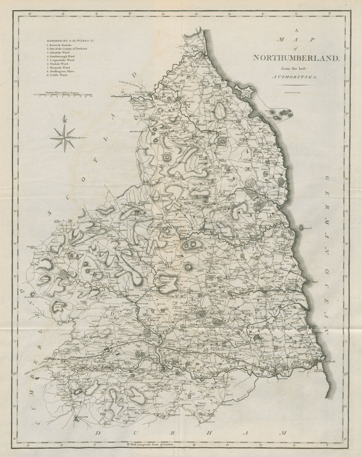"A map of Northumberland from the best authorities". County map. CARY 1789