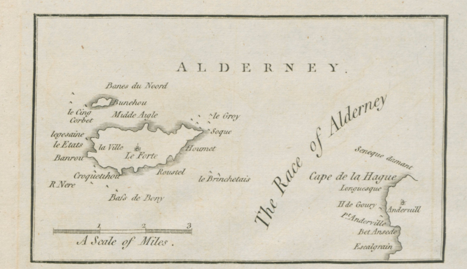 The island of Alderney by John CARY. Channel Islands. SMALL 1789 old map