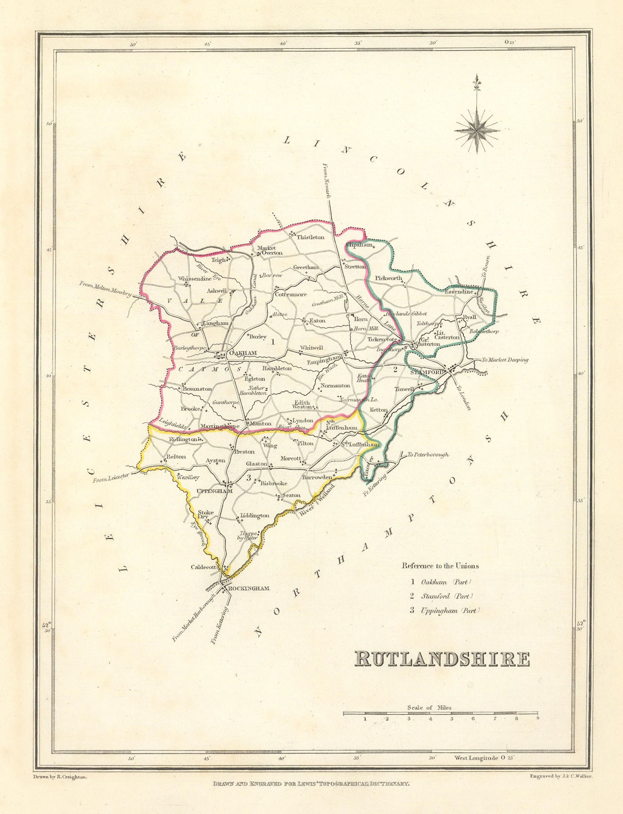 Antique county map of RUTLANDSHIRE by Creighton & Walker for Lewis c1840
