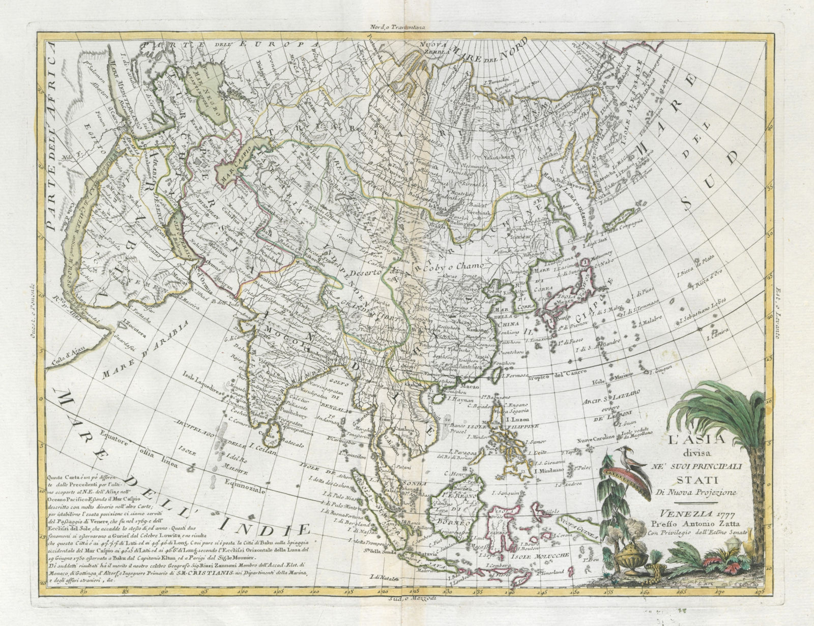 "L'Asia divisa ne'suoi principali stati". ZATTA 1779 old antique map chart