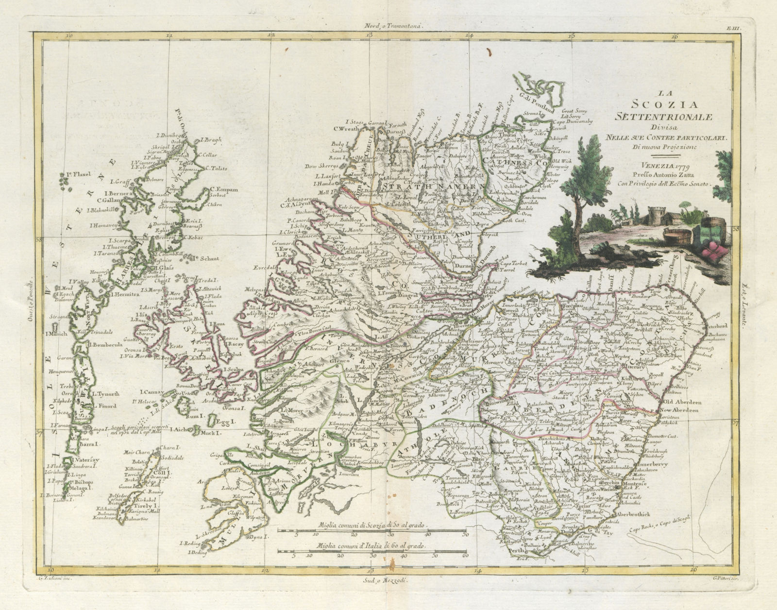 "La Scozia Settentrionale…". Northern Scotland. ZATTA 1779 old antique map