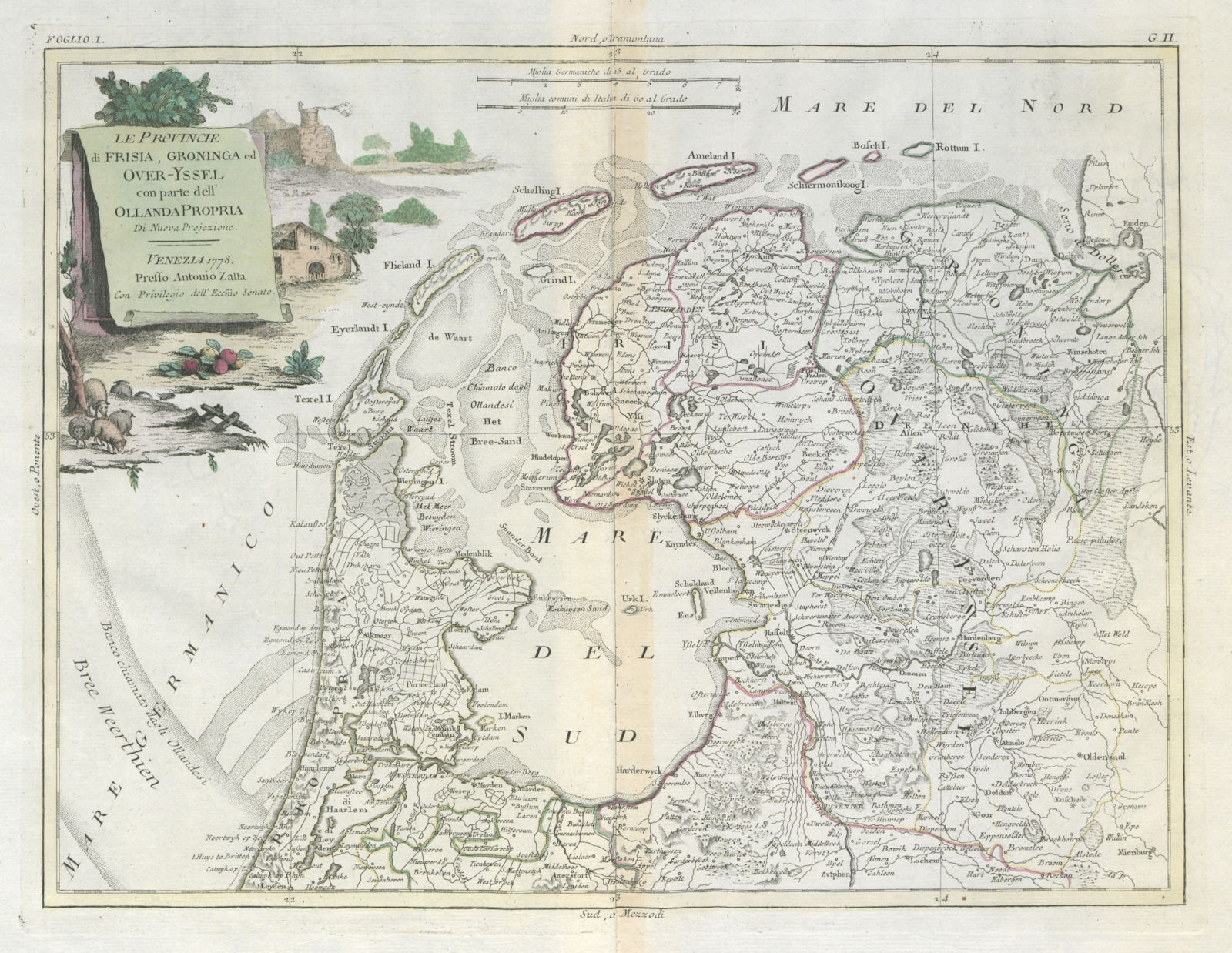 "Le Provincie di Frisia, Groninga ed Over-Yssel…" N. Netherlands. ZATTA 1779 map