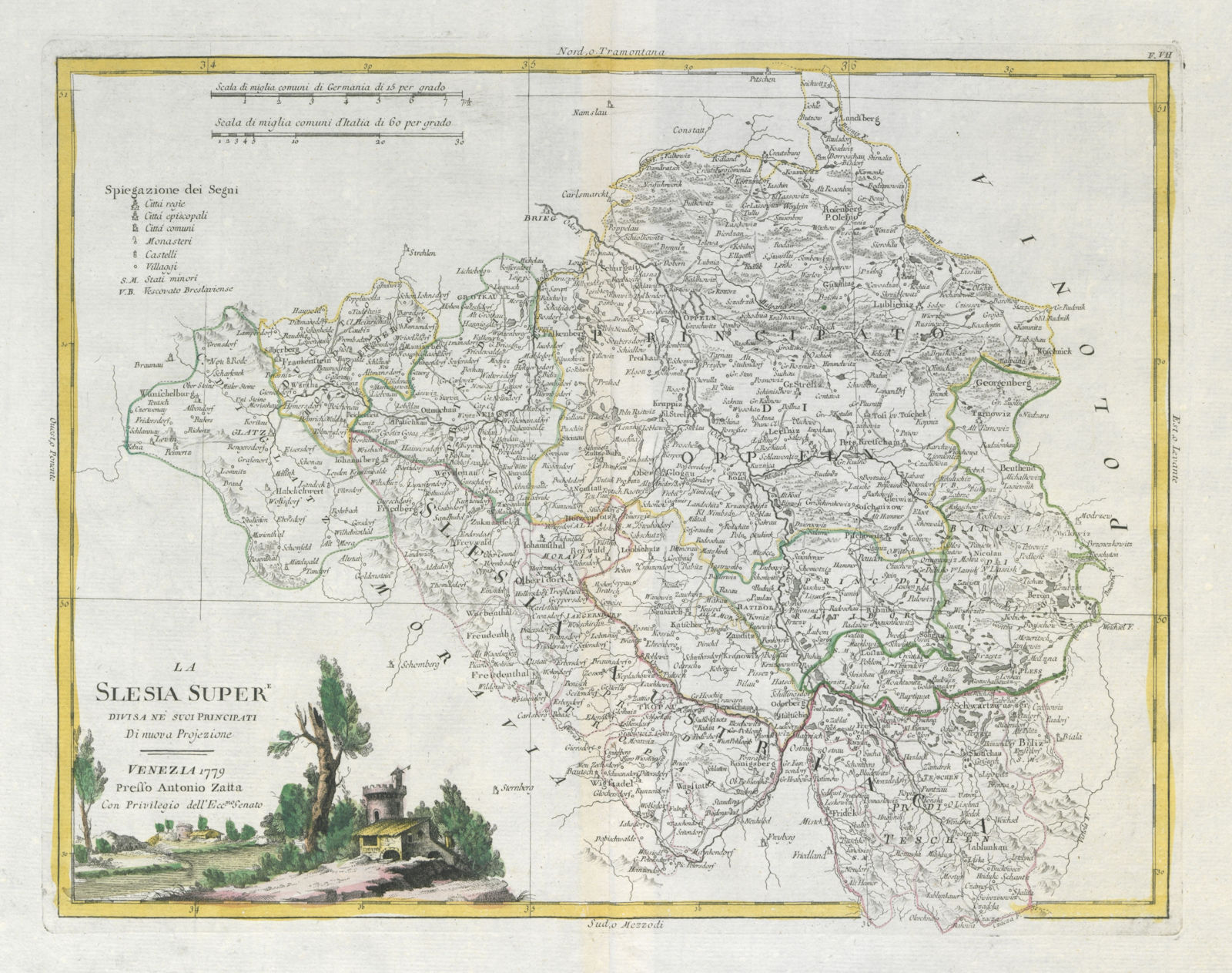 "La Slesia Superiore…". Upper Silesia. South-western Poland. ZATTA 1783 map