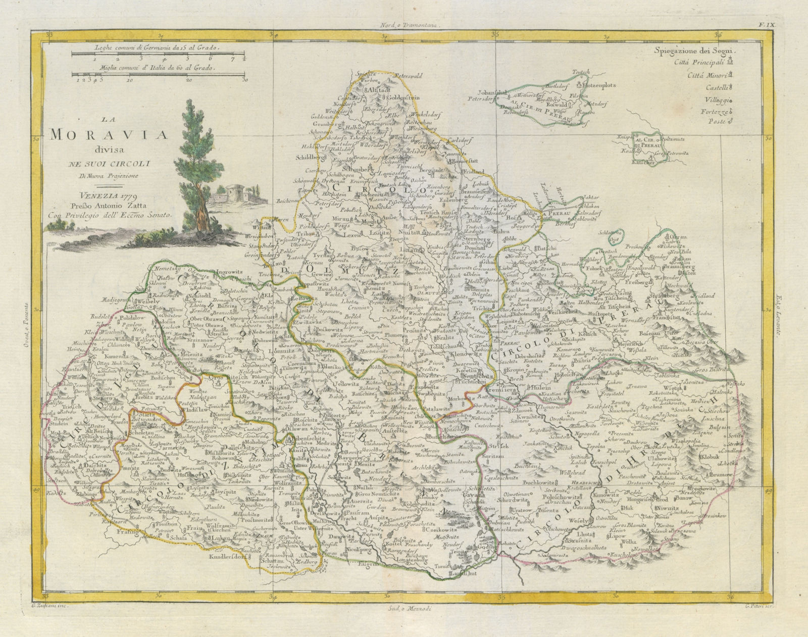 "La Moravia divisa ne suoi Circoli". Eastern Czechia. ZATTA 1783 old map
