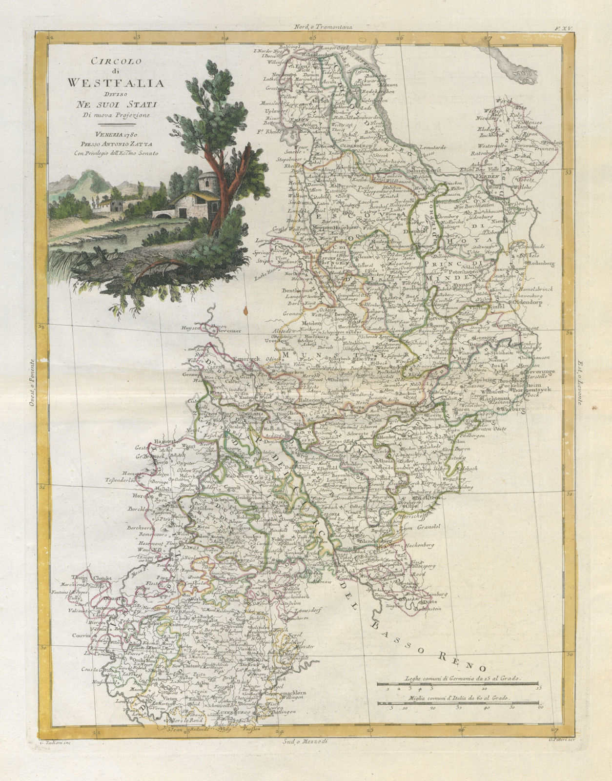 "Circolo di Westfalia…". Westphalia. NW Germany. ZATTA 1783 old antique map