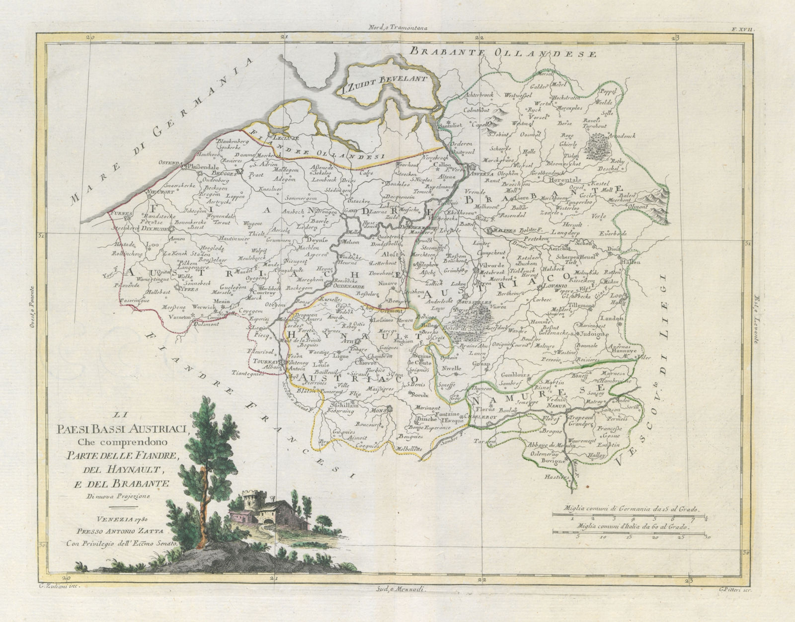 Associate Product "Li paesi bassi Austriaci…". Austrian Netherlands. Belgium. ZATTA 1783 old map