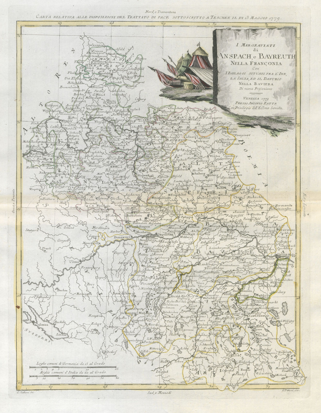 "I Margraviati di Anspach, e Bayreuth nella Franconia…". Bavaria. ZATTA 1783 map