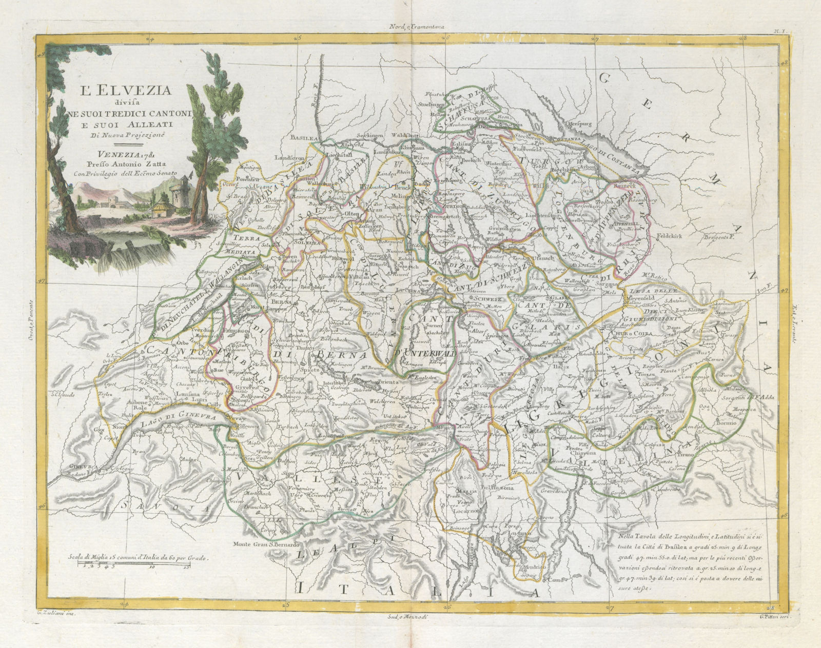 Associate Product "L'Elvezia divisa ne suoi Tredici Cantoni…". Switzerland. ZATTA 1783 old map