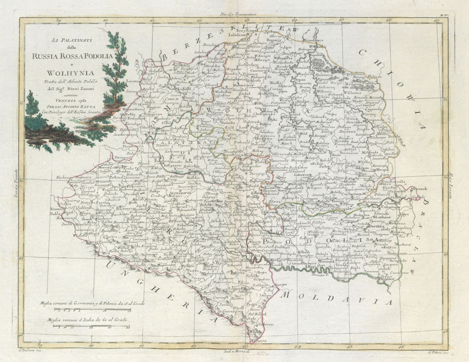 Associate Product "Li Palatinati della Russia Rossa, Podolia…" SE Poland W Ukraine. ZATTA 1783 map