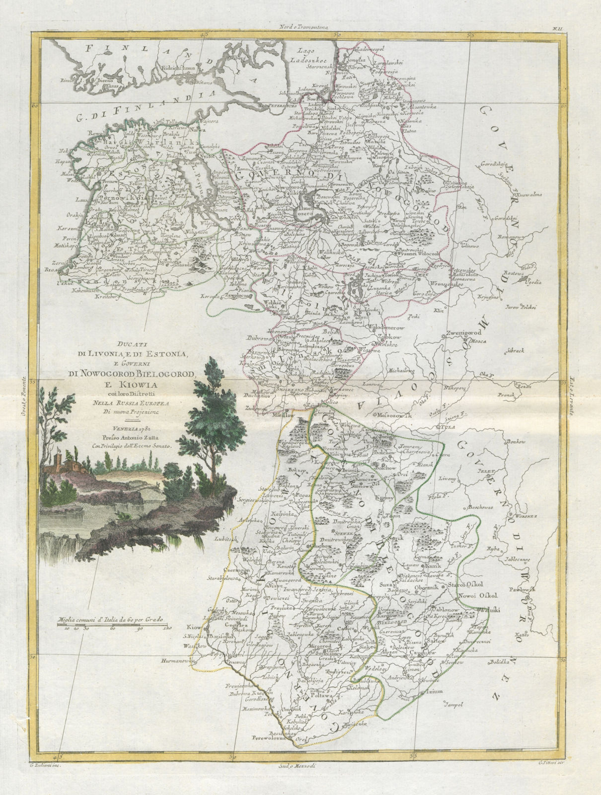"Ducati di Livonia, e di Estonia…", N Latvia W Russia NE Ukraine. ZATTA 1783 map
