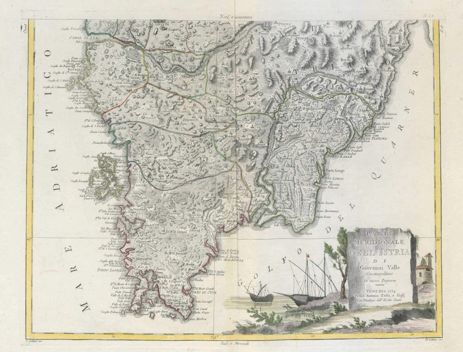 "Parte Meridionale dell Istria…". Southern Istria. Croatia. ZATTA 1784 old map