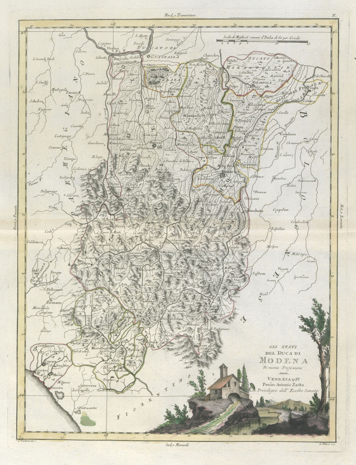 Associate Product "Gli Stati del Duca di Modena" Reggio-Emilia Massa Carrara Lucca. ZATTA 1784 map