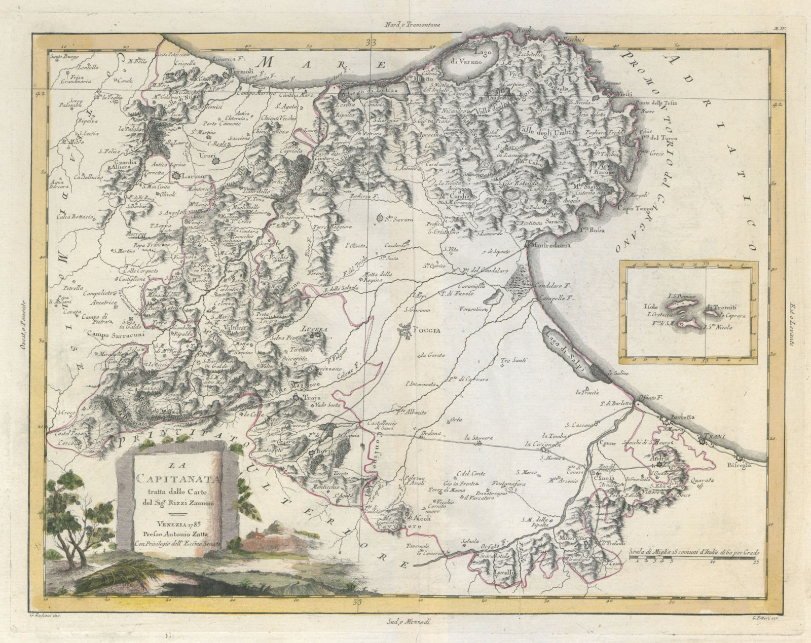 Associate Product "La Capitanata…" Foggia, northern Apulia / Puglia, Italy. ZATTA 1784 old map
