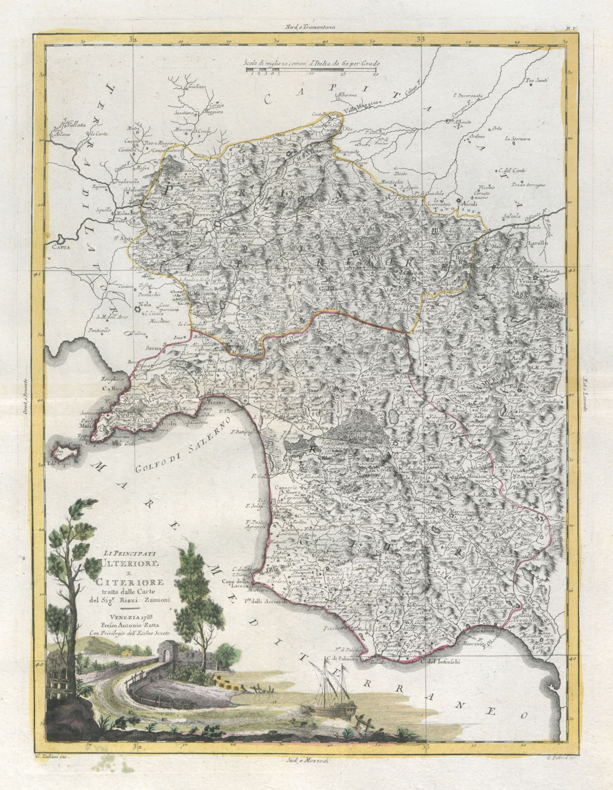 "Li Principati Ulteriore e Citeriore…" Southern Campagna. Amalfi. ZATTA 1784 map