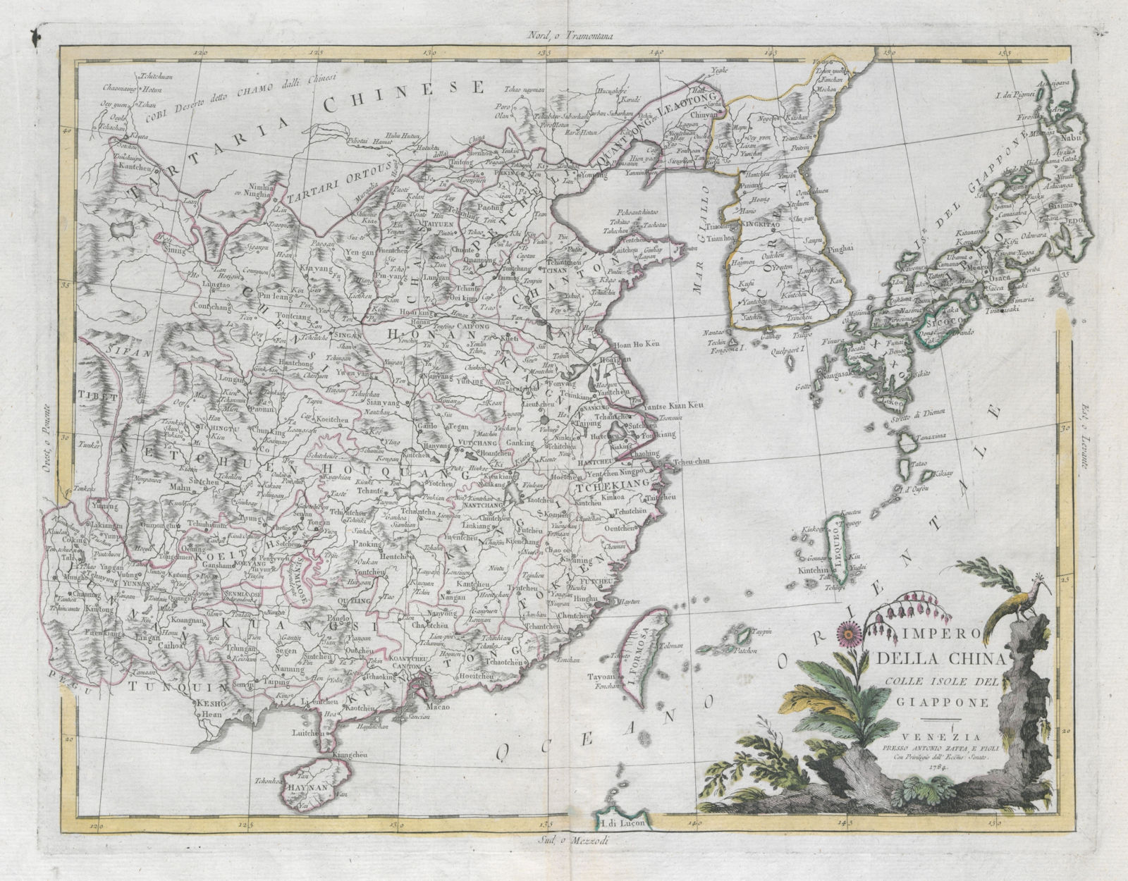 "Impero della China colle isole del Giappone". China Korea Japan. ZATTA 1785 map