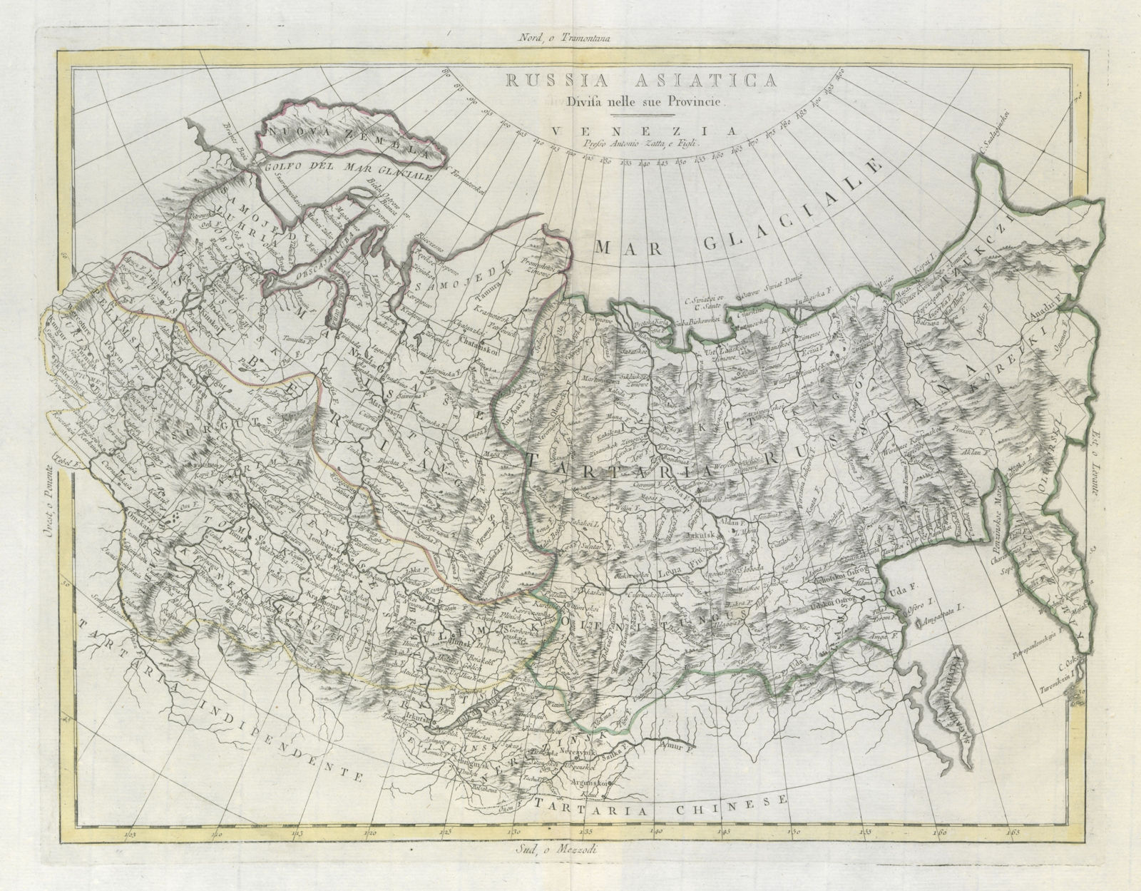 Associate Product "Russia Asiatica divisa…". Asiatic Russia. Siberia. ZATTA 1785 old antique map