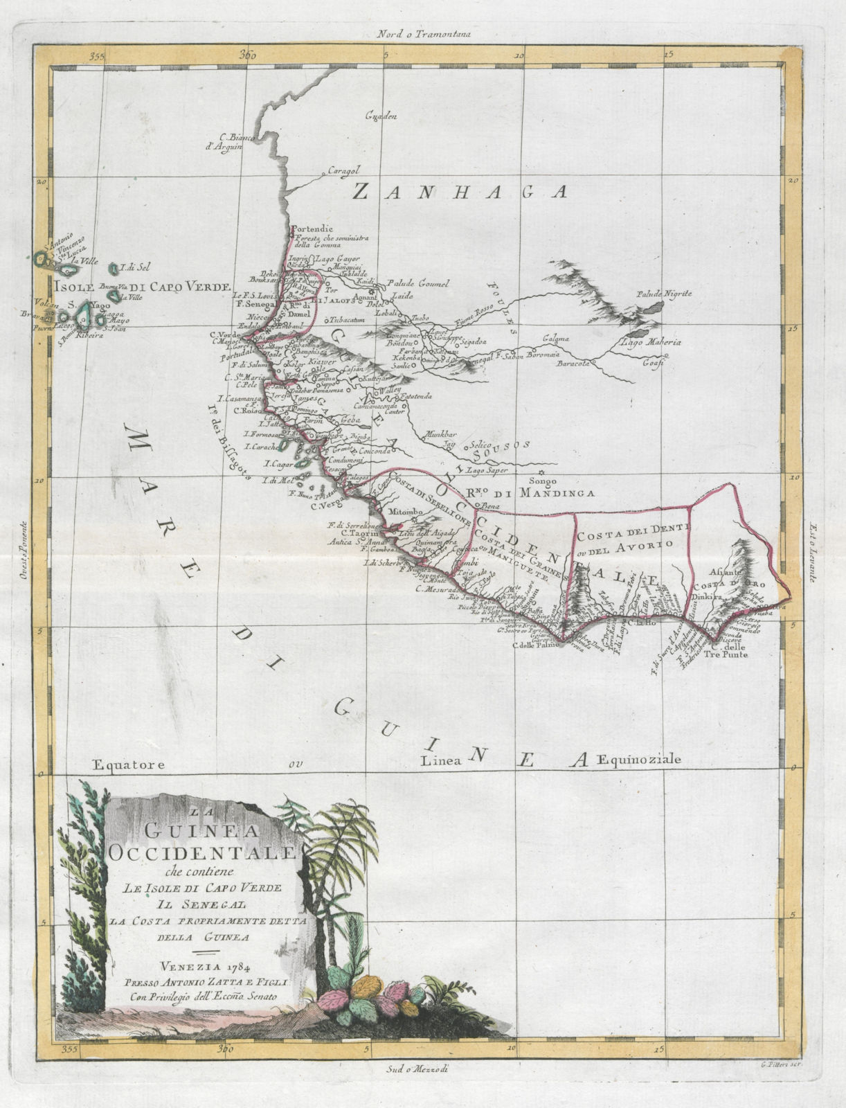 "La Guinea Occidentale…". West Africa. Senegal Gambia Ghana. ZATTA 1785 map