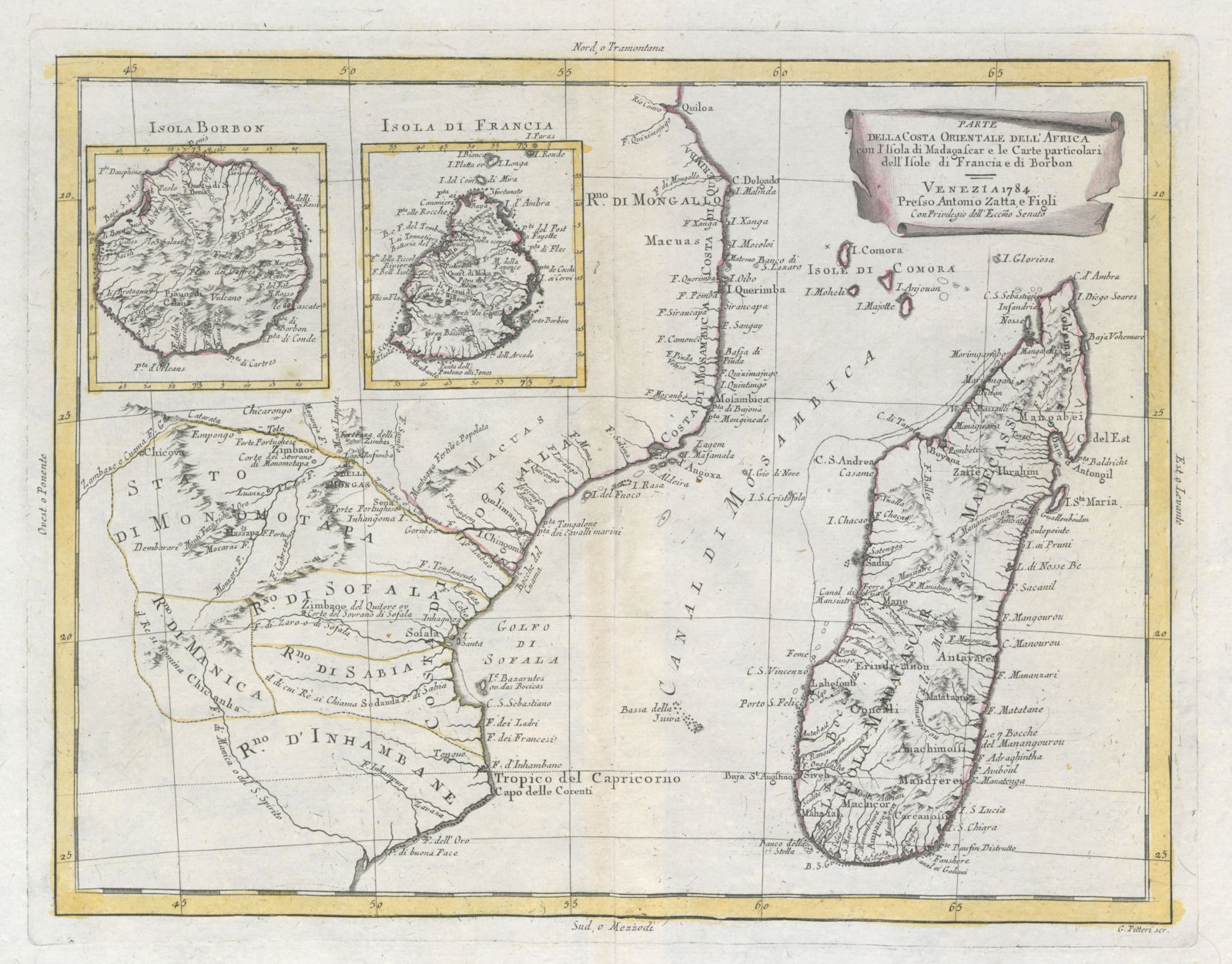 "Parte della Costa Orientale dell'Africa…". Madagascar Mauritius. ZATTA 1785 map