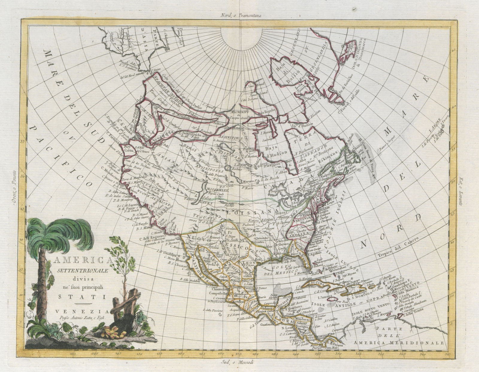 "America Settentrionale…". North America. American west "Fusang". ZATTA 1785 map