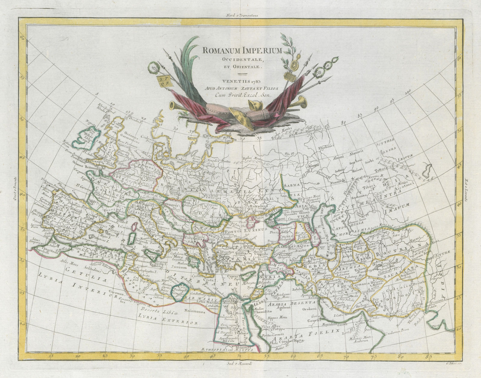 "Romanum Imperium Occidentale et Orientale". Roman Empire. ZATTA 1785 old map