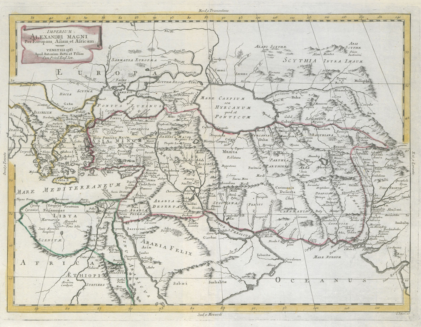"Imperium Alexandri Magni…". Empire of Alexander the Great. ZATTA 1785 old map