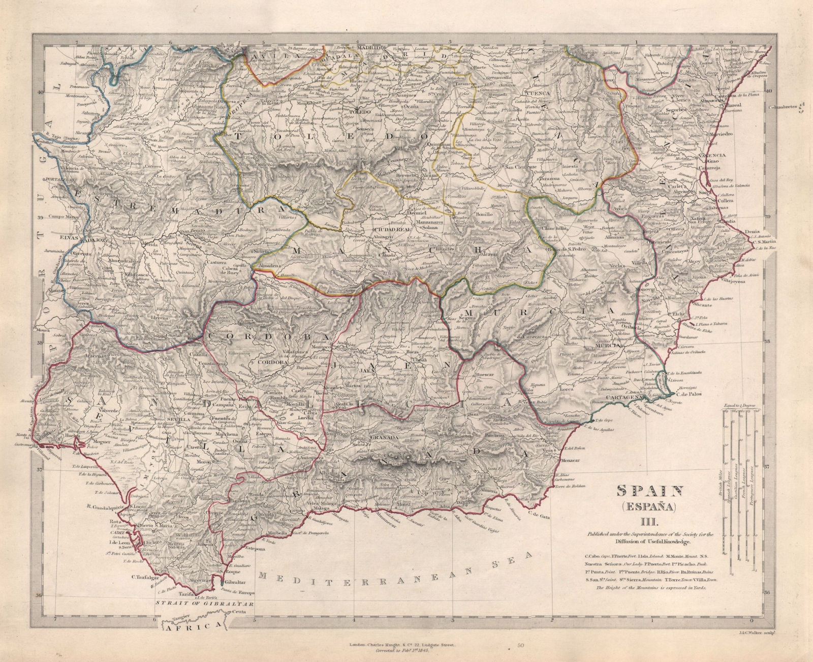 Associate Product SPAIN SOUTH. Sevilla Granada Cordoba Murcia Jaen Valencia Toledo. SDUK 1846 map